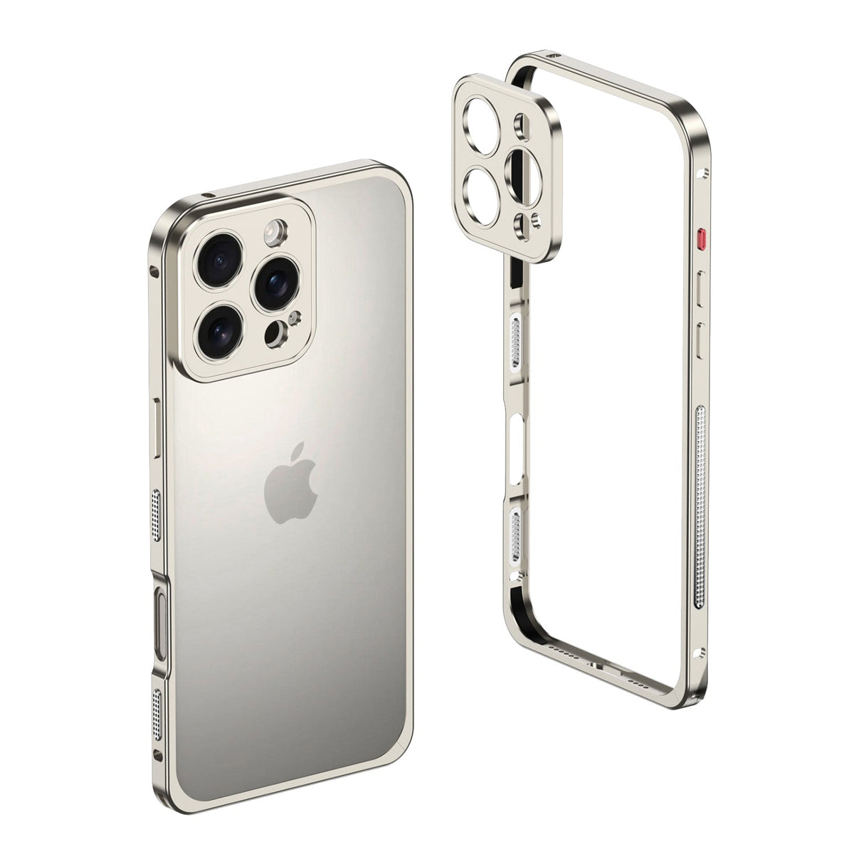 Titanium metal bumper on an earlier triple-camera Pro model