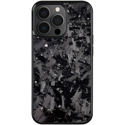 Black forged carbon fiber iPhone case with glossy finish, Pro model