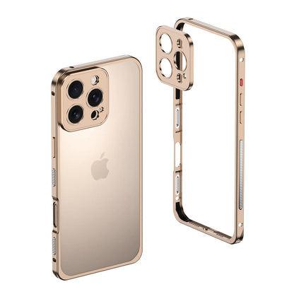 Desert Gold metal bumper on an earlier triple-camera Pro model