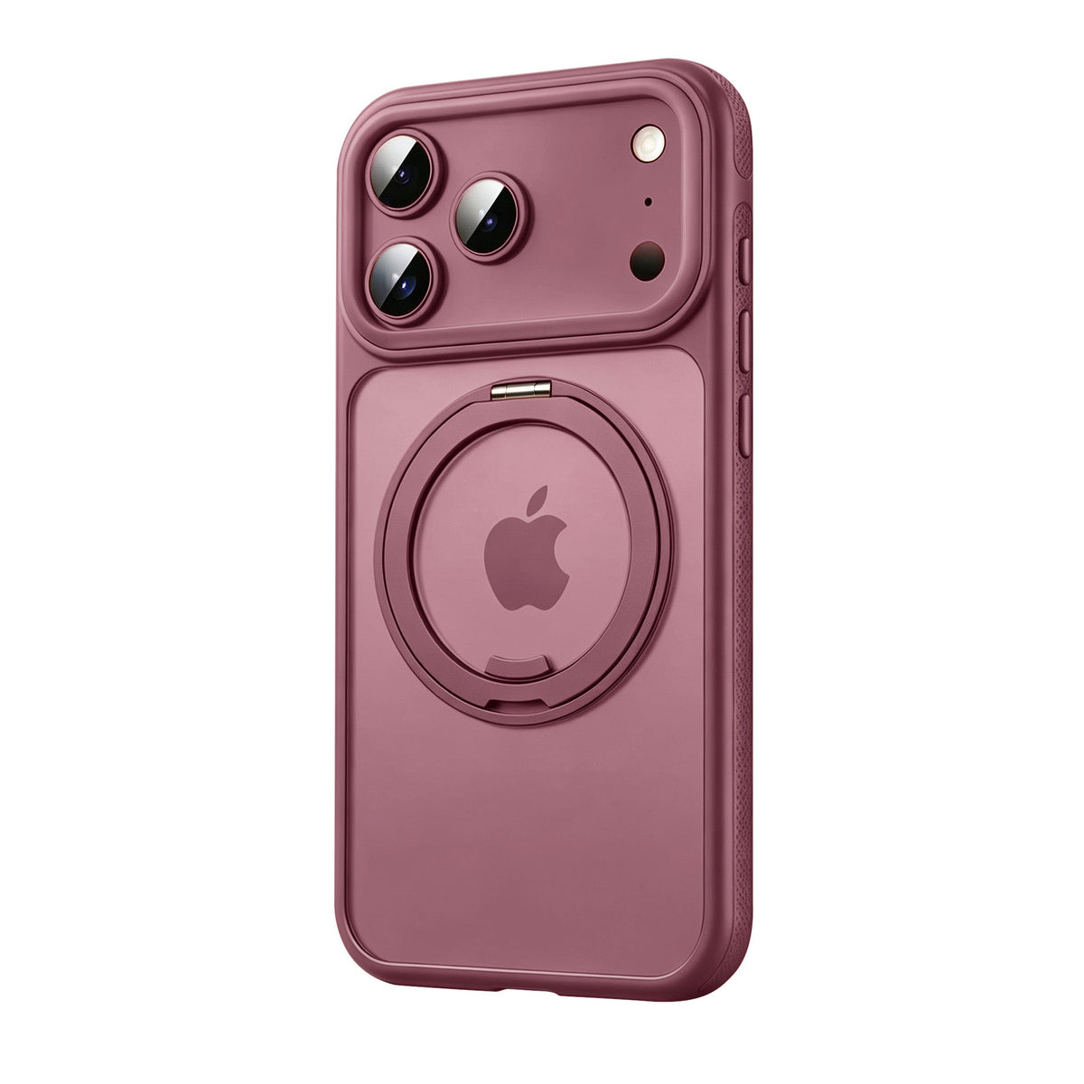 Dark Cherry frosted MagSafe case with ring kickstand