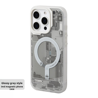 Glossy grey circuit board magnetic case with white ring graphic