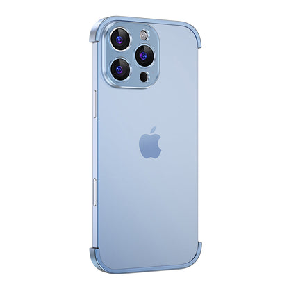 Glacier Blue aluminum bumper on an earlier triple-camera Pro model