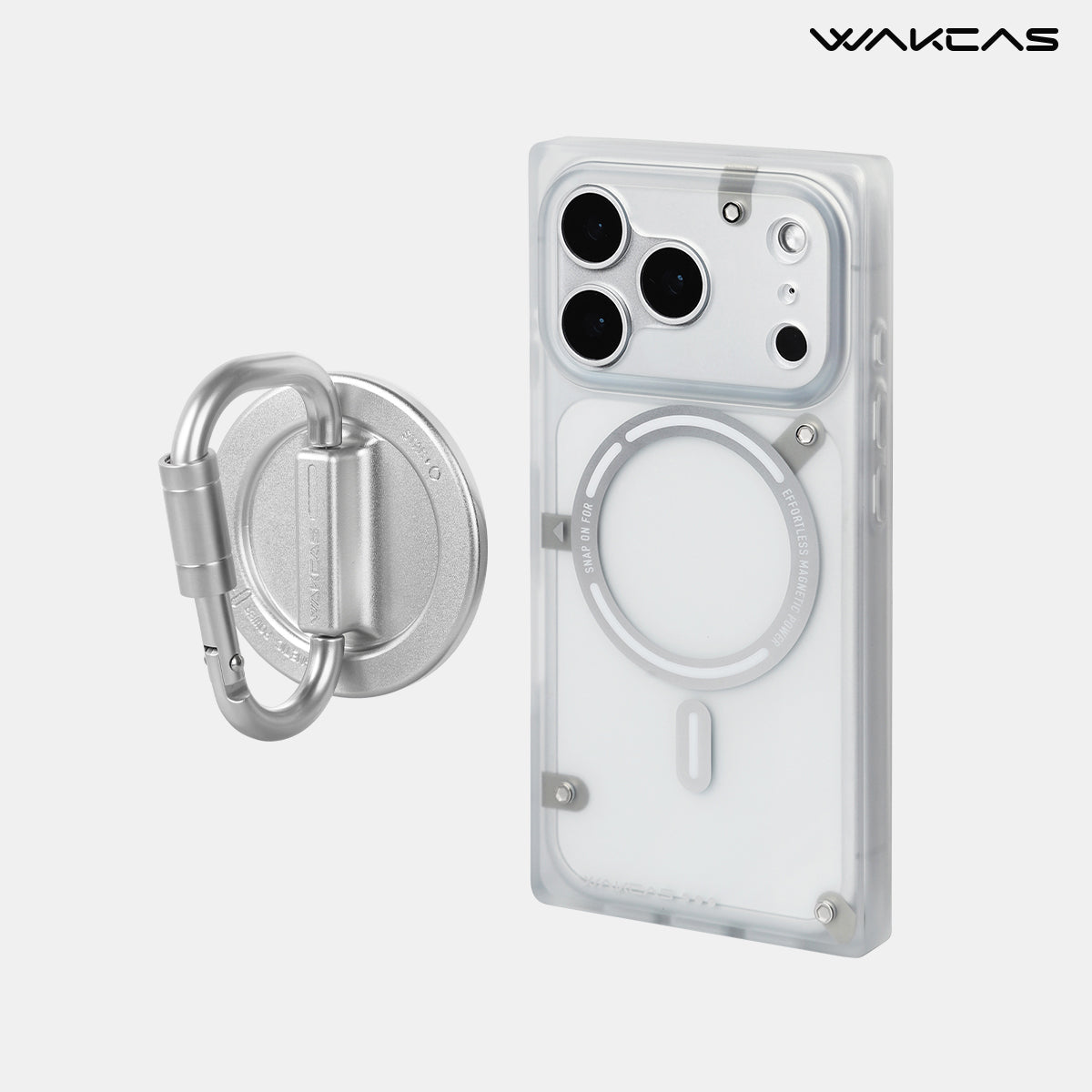 Transparent white square iPhone case with magnetic stand