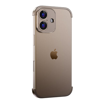 Gold aluminum bumper on a dual-camera iPhone