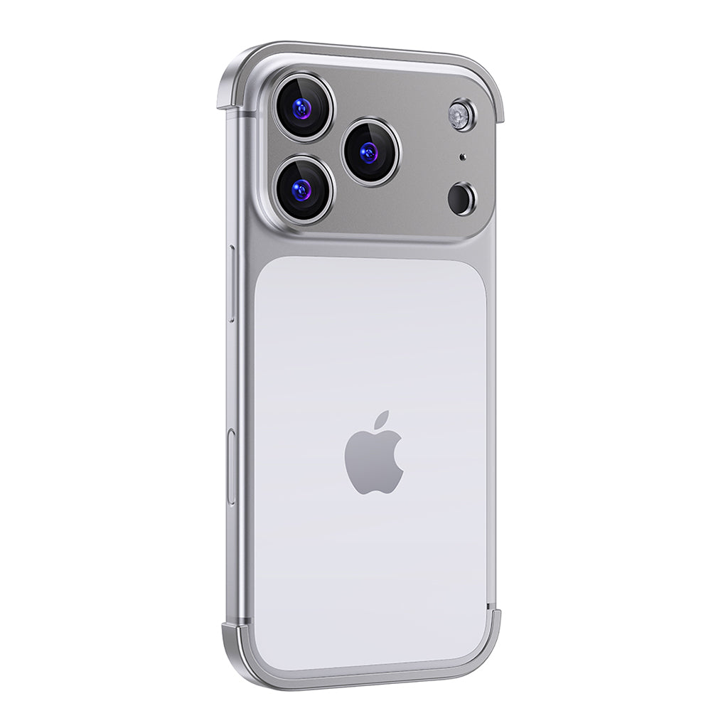 Titanium Gray aluminum bumper on a triple-camera iPhone