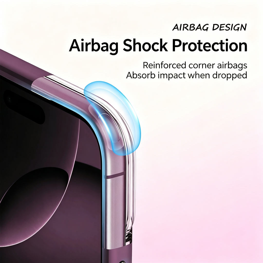 Close-up of reinforced air-cushion corner on translucent iPhone case