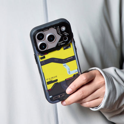 Tactical map case held in hand showing the raised camera bezel