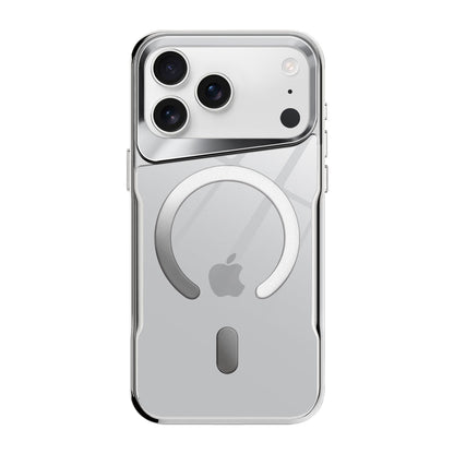 Silver clear MagSafe iPhone case with silver frame