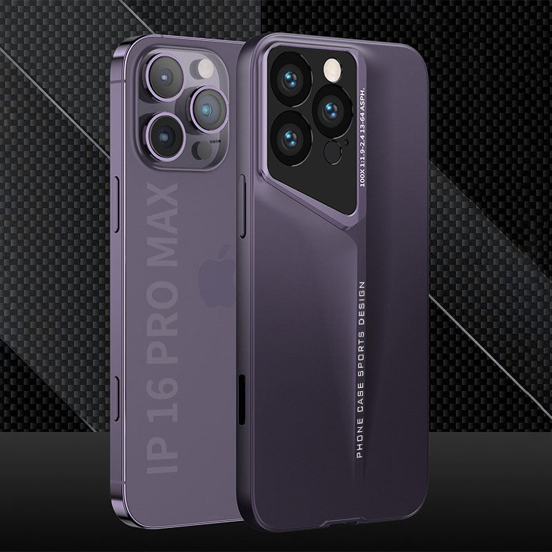 Purple matte metallic-look iPhone case with angled camera surround