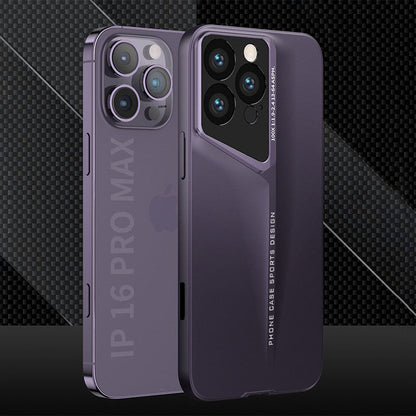 Purple matte metallic-look iPhone case with angled camera surround