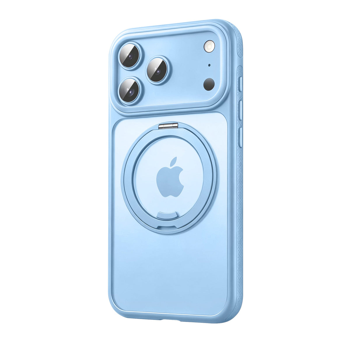 Light Blue frosted MagSafe case with ring kickstand