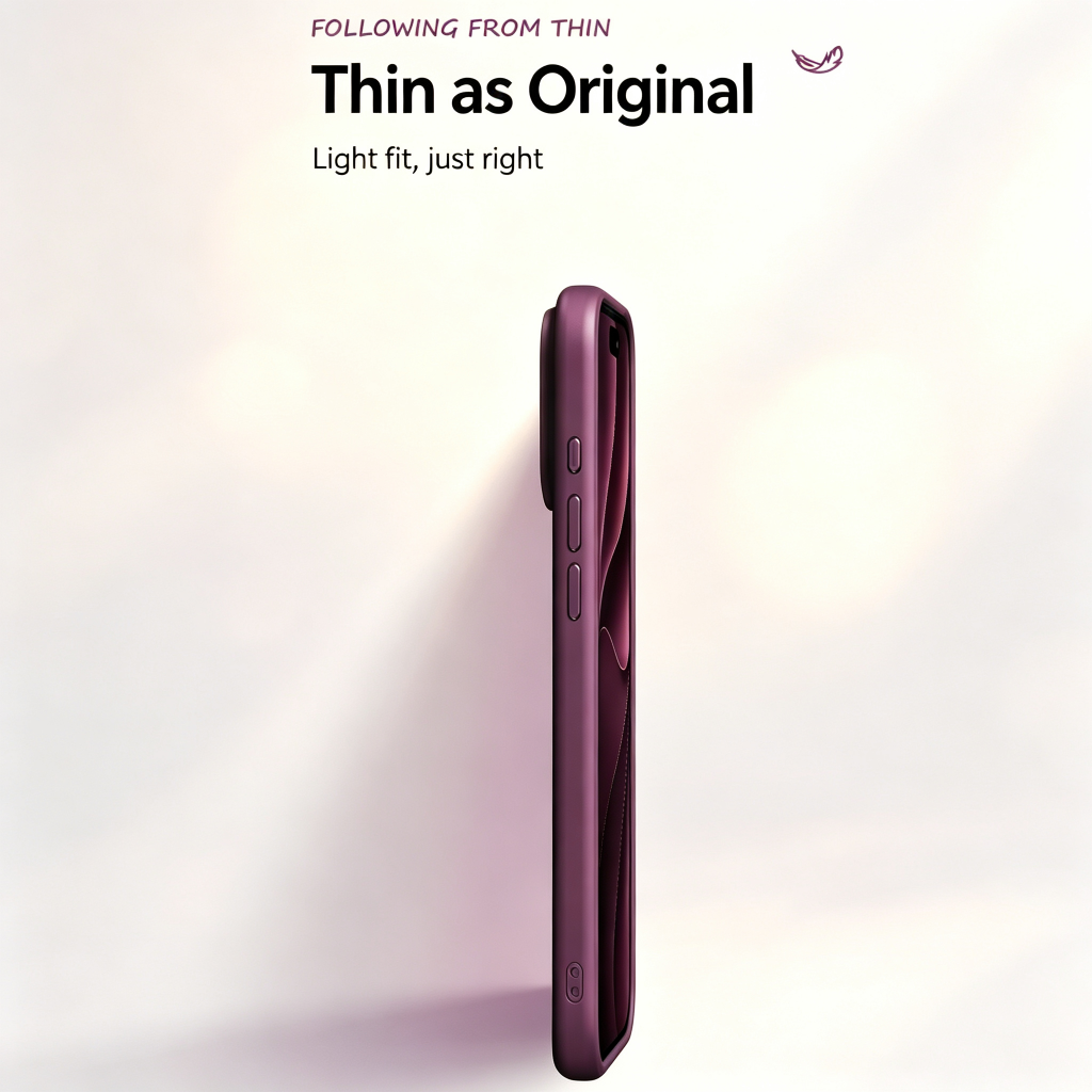 Side profile of burgundy translucent iPhone case showing slim thickness