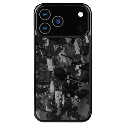 Forged carbon fiber iPhone case in black with glossy marbled back, Pro model