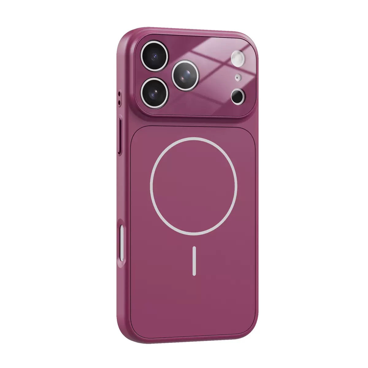 Burgundy slim matte MagSafe iPhone case with full camera frame
