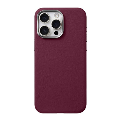 Cherry Red leather case with silver camera surround on an earlier Pro model