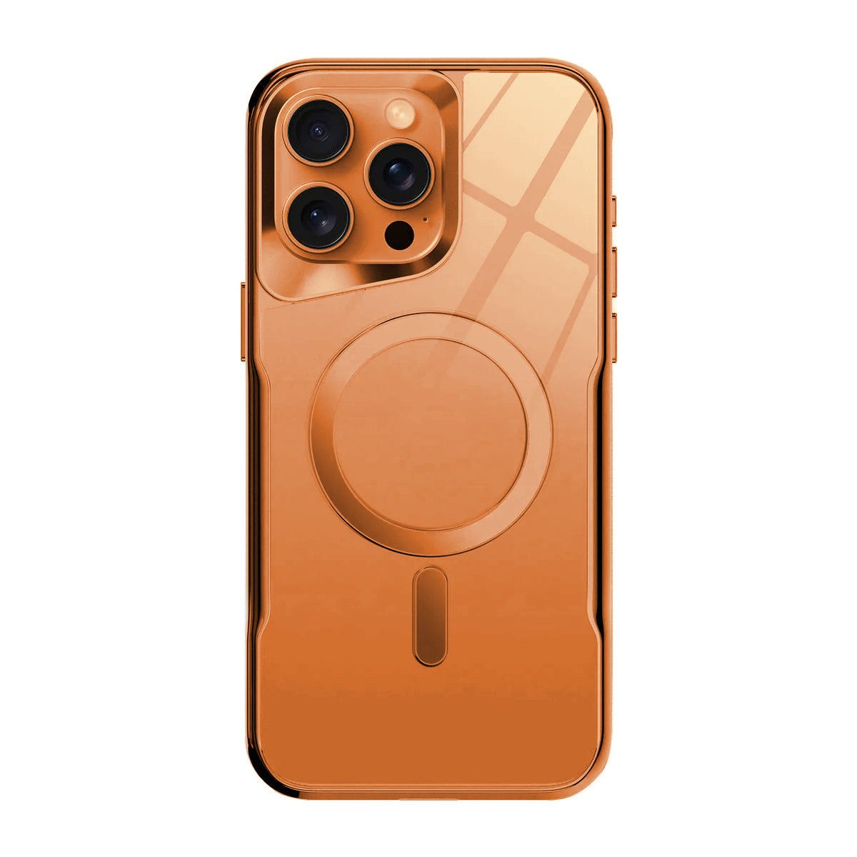 Orange clear iPhone case with orange frame and individual lens rings