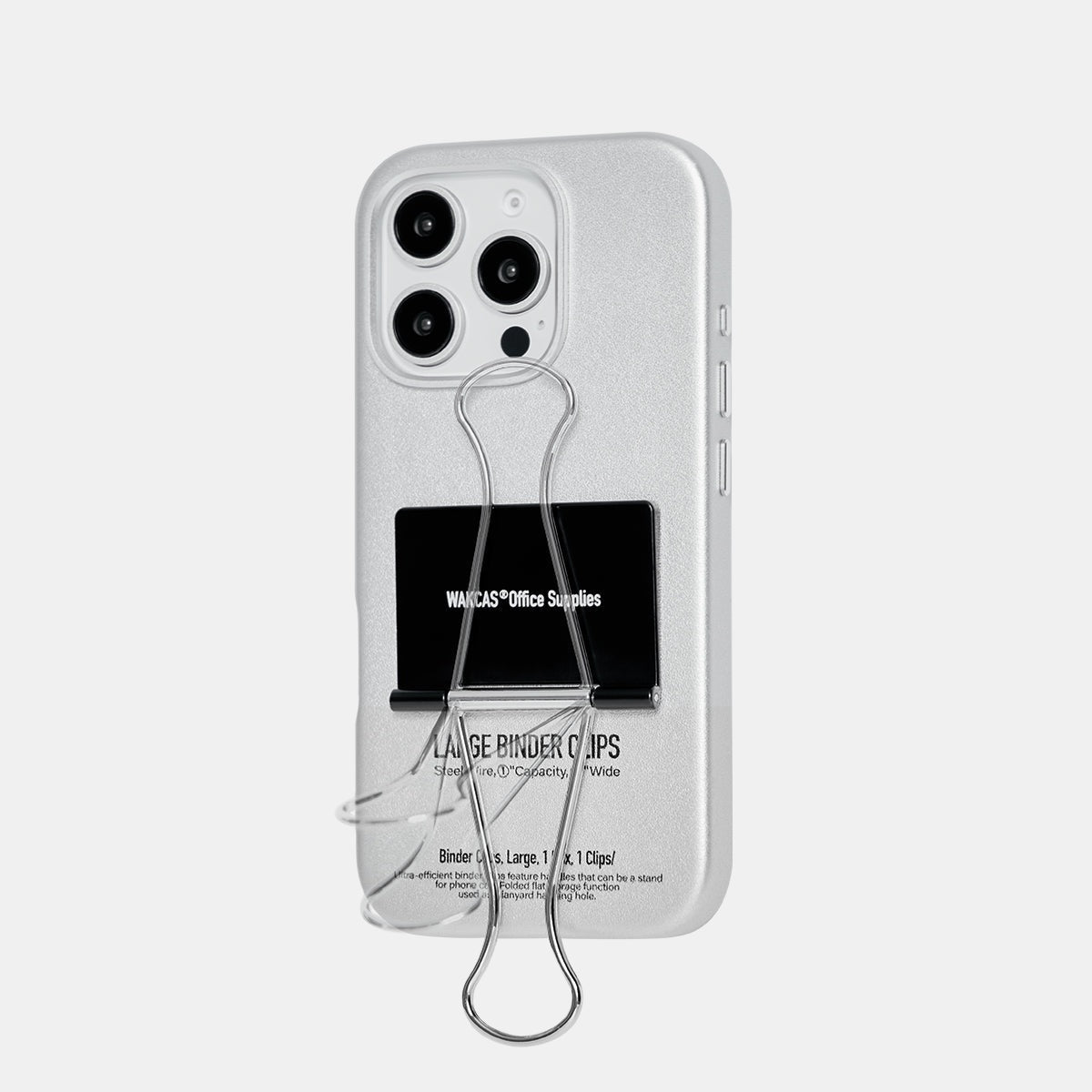 Binder clip case with the metal clip handles folded down