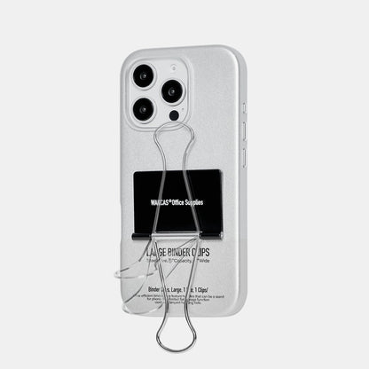 Binder clip case with the metal clip handles folded down
