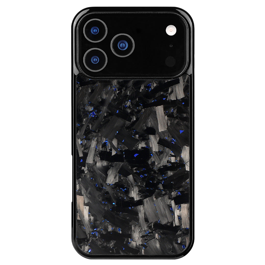 Forged carbon iPhone case with blue flecks, Pro model