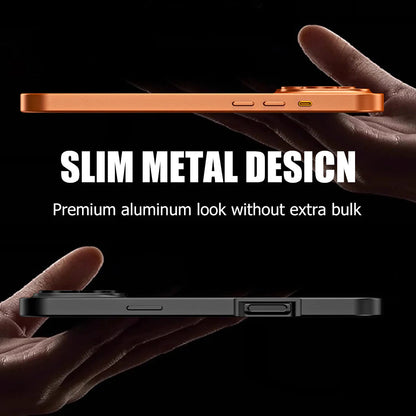 Side profile of the slim metal case held in hand