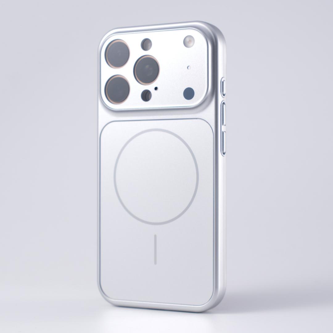 Silver slim MagSafe iPhone case with matte finish