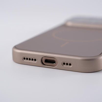 Bottom edge of slim matte iPhone case with charging port and speaker cutouts