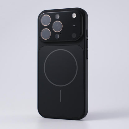 Black slim matte iPhone case with full camera frame