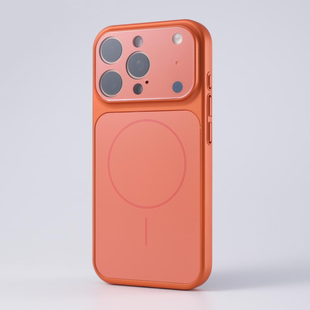 Orange slim matte iPhone case with MagSafe ring outline