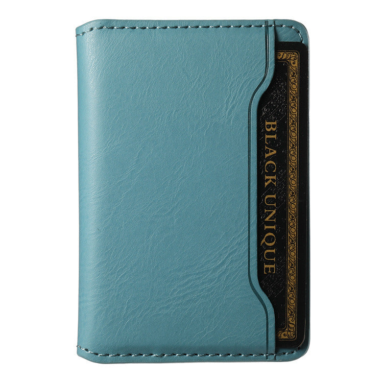 Light blue leather-look magnetic card holder wallet