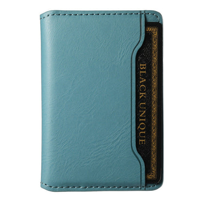 Light blue leather-look magnetic card holder wallet