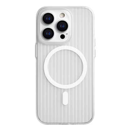 White striped MagSafe iPhone case for an earlier Pro model