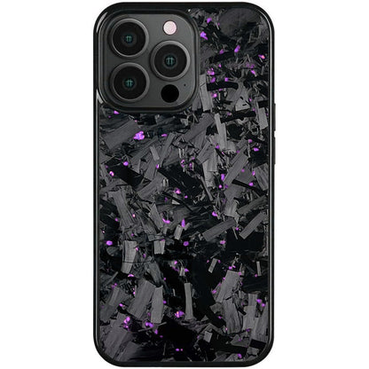 Forged carbon fiber iPhone case with pink-purple flecks, Pro model