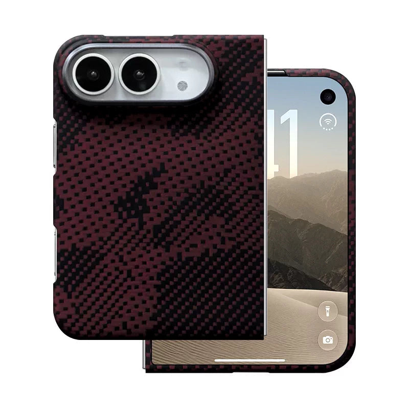 Crimson camo aramid fiber case for iPhone Duo