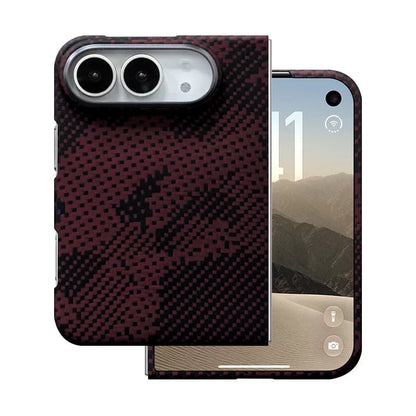 Crimson camo aramid fiber case for iPhone Duo
