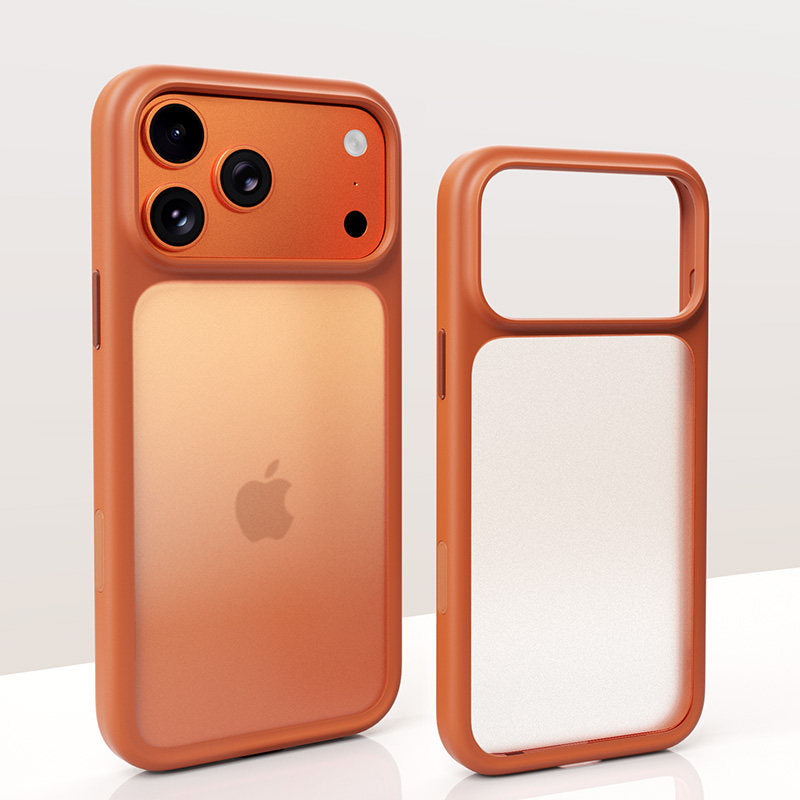 Orange translucent skin-feel iPhone case with frosted back