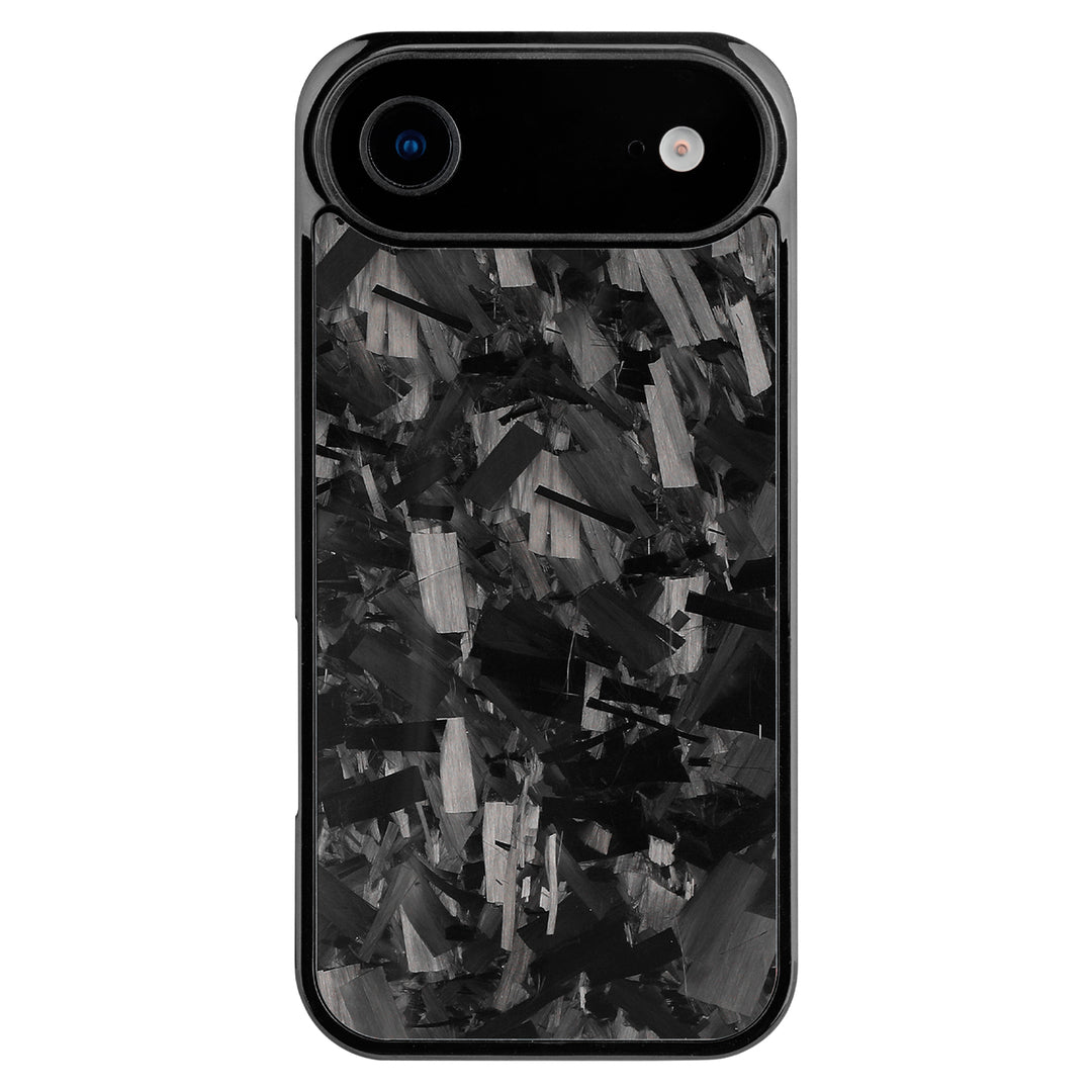 Black forged carbon iPhone case for a single-camera model