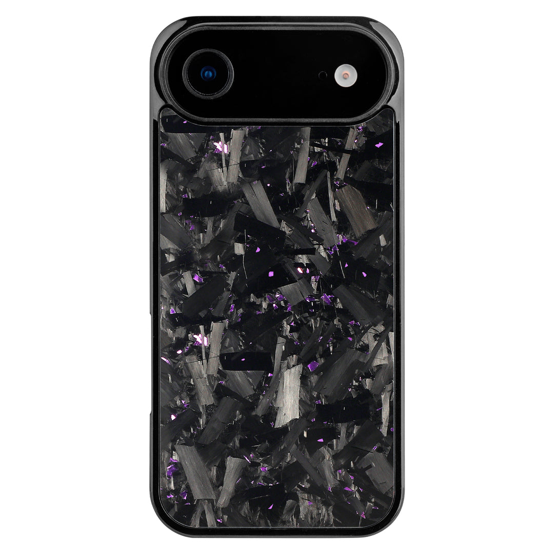 Forged carbon iPhone case with purple flecks for a single-camera model