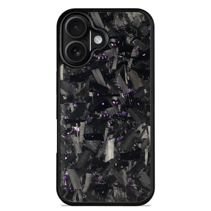 Forged carbon fiber iPhone case with purple flecks, dual-camera model