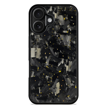 Forged carbon fiber iPhone case with gold flecks, dual-camera model