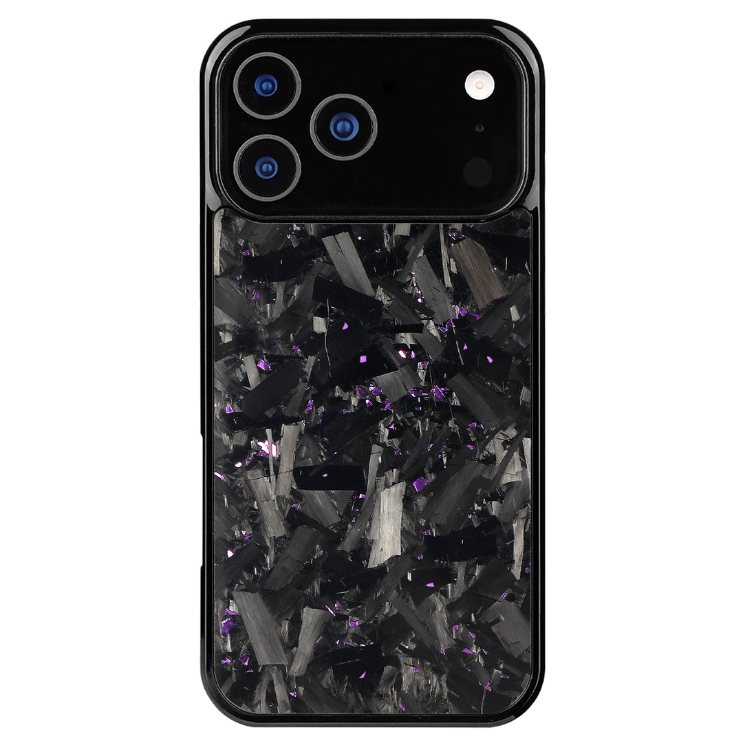 Forged carbon iPhone case with purple flecks, Pro model