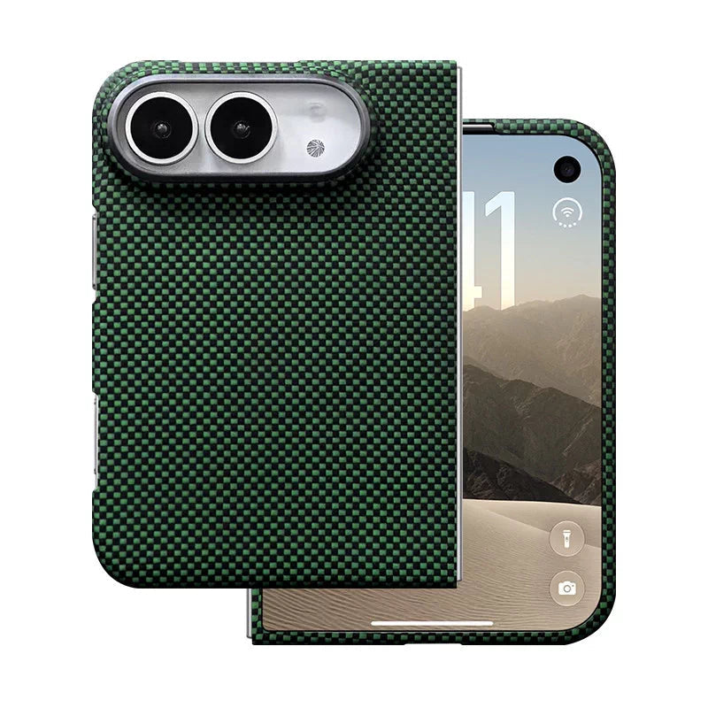 Forest green woven aramid fiber case for iPhone Duo