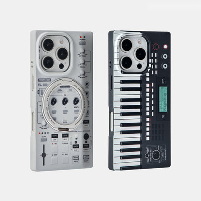 Gray sampler and black piano-key cases, front-angled view