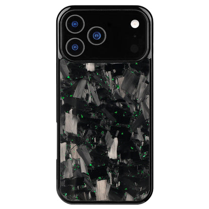 Forged carbon iPhone case with green flecks, Pro model