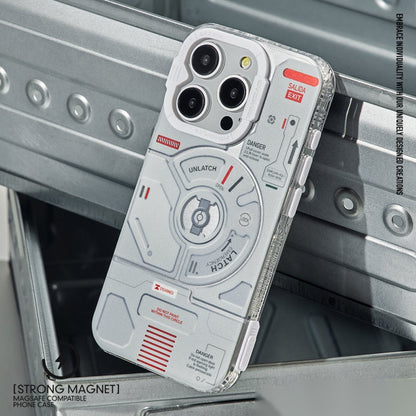 Airplane mechanical case leaning inside an open metal toolbox