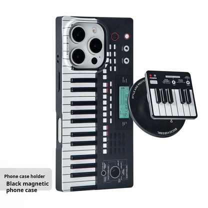 Piano magnetic stand beside the black piano-key case