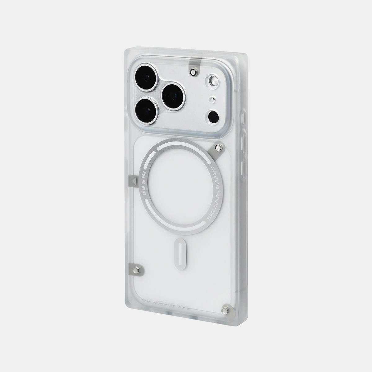 Transparent white square MagSafe iPhone case