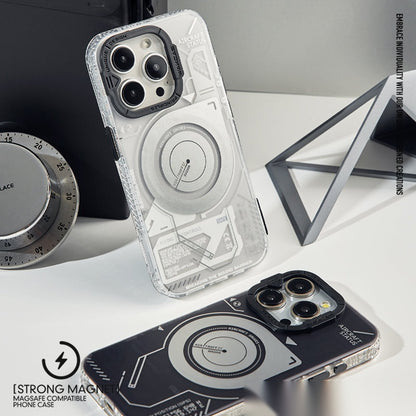 White Transparent aircraft status case resting on a desk with a black case below