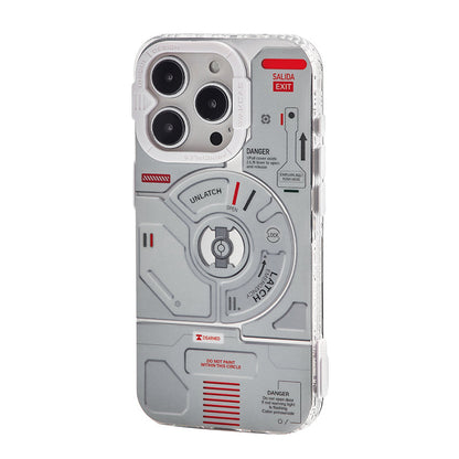 Light gray airplane mechanical case, full back view