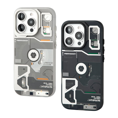 Frosted gray and frosted black retro player cases, angled view