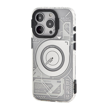 White Transparent aircraft status case, single back view with central magnetic ring